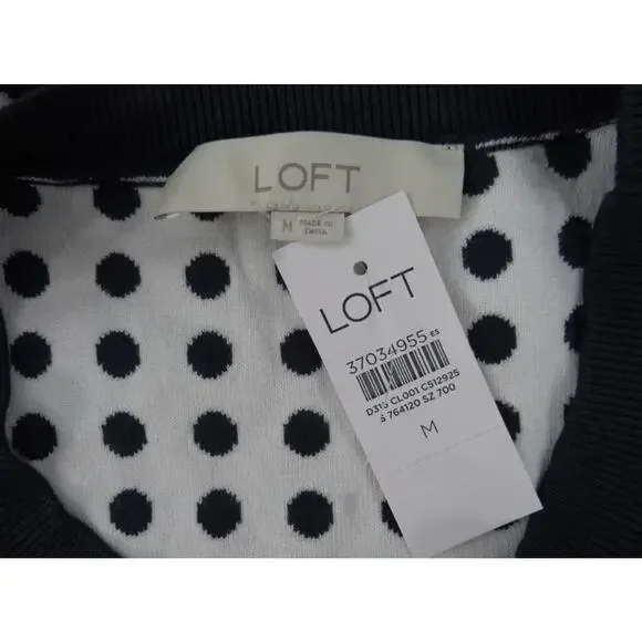 Ann Taylor Loft Sweater Dress Women’s Medium Blue/Wht Polka Dot NWT - Picture 5 of 7